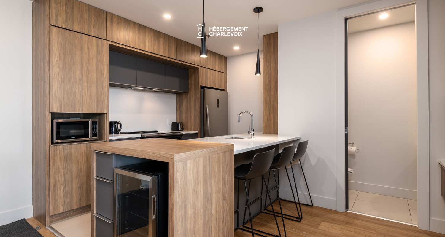 Cache 2 chambres-2 lits Queen, 2 lits simples superposés, 1 divan-lit - 1 à 8 personnes - Idéal pour l'hiver tout comme l'été