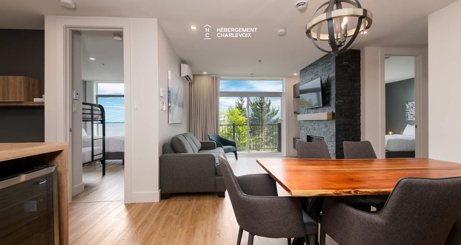 Cache 2 chambres-2 lits Queen, 2 lits simples superposés, 1 divan-lit - 1 à 8 personnes - Idéal pour l'hiver tout comme l'été